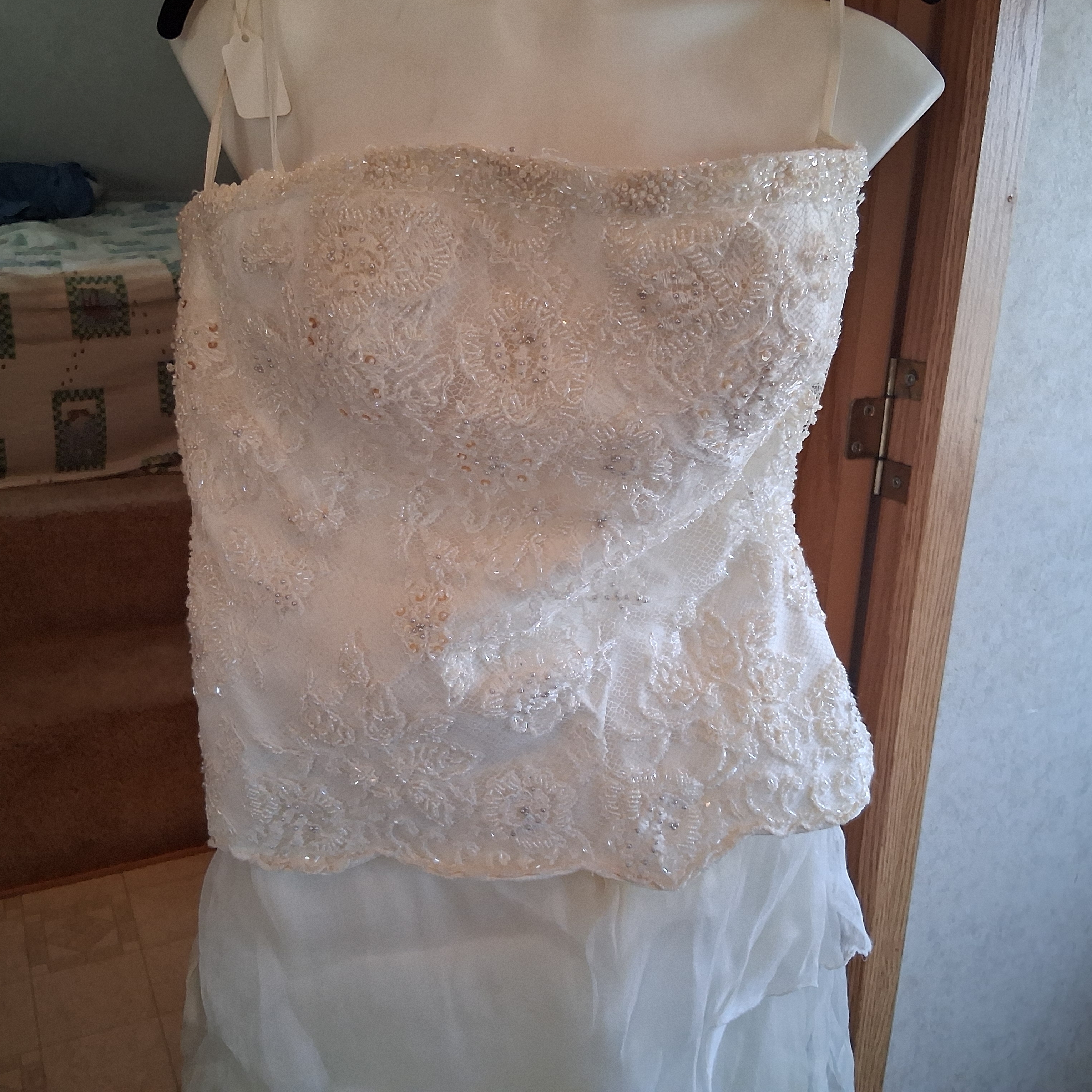 Elegant White Beaded Strapless Dress